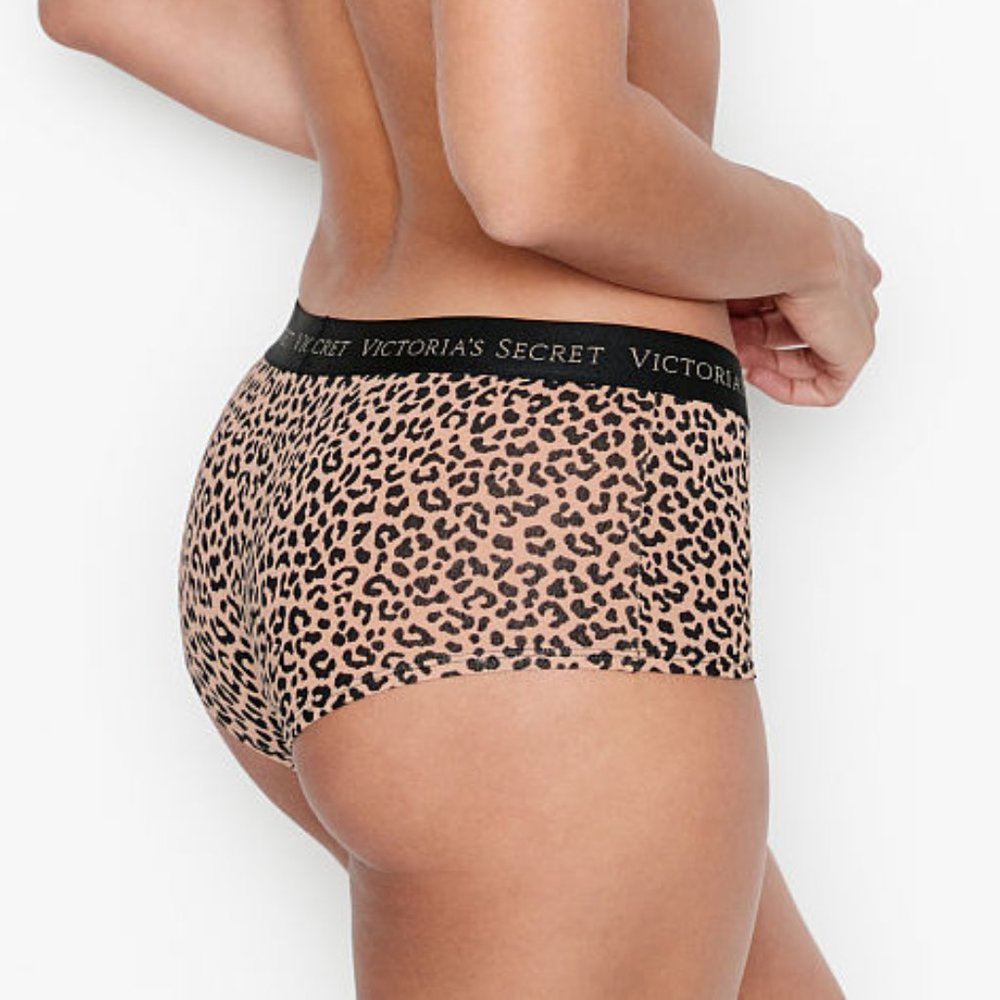 Last Pair VS XXL Boyshort Logo Waist Mini Leopard Cheetah Animal Print NWT